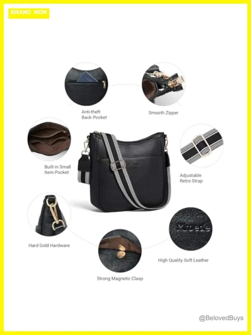 Women's Vegan Leather Hobo Crossbody Purse with Adjustable Guitar Strap,